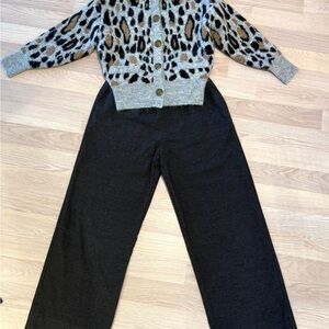 Zara Gray Leopard Print Cardigan